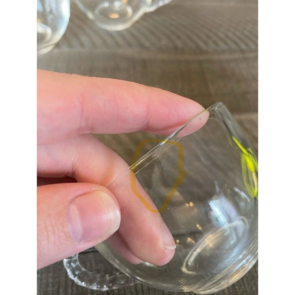 Glass punch cups with rope handles set of 3